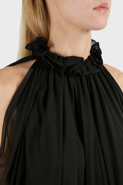 Jonathan Simkhai High-neck Ruffled Sleeveless Silk Top In Black | ModeSens