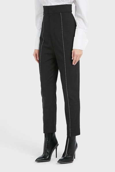 Shop Jacquemus Contrasting Seam Wool-blend Skinny Trousers In Grey