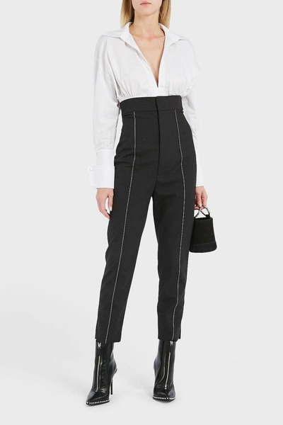 Shop Jacquemus Contrasting Seam Wool-blend Skinny Trousers In Grey