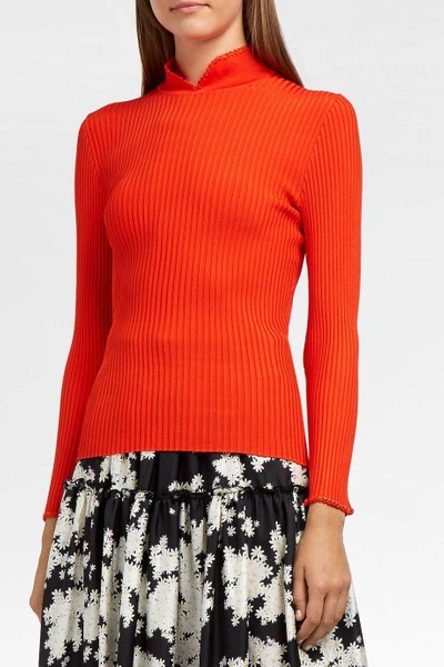 Shop Ganni Romilly Ribbed-knit Top