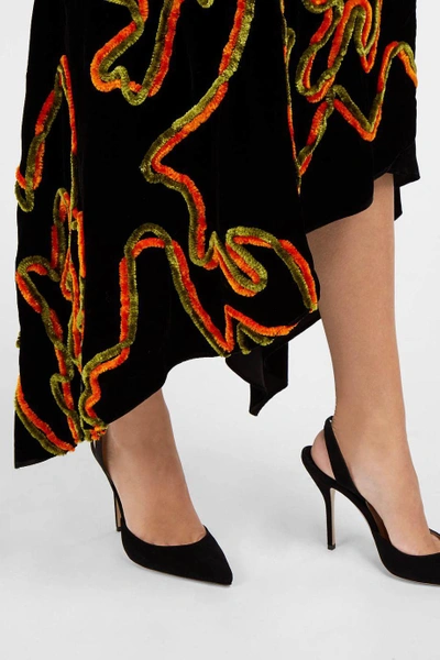 Shop Peter Pilotto Asymmetric Chenille-embroidered Velvet Skirt