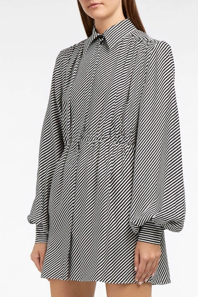 Magda Butrym Zamora Striped Silk Shirt Dress In Black