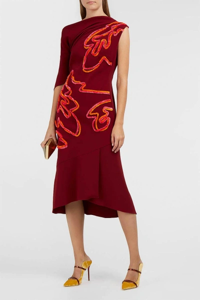Shop Peter Pilotto Chenille-embroidered Cady Dress