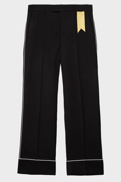 Shop The Gigi Satin-trimmed Wool-twill Trousers