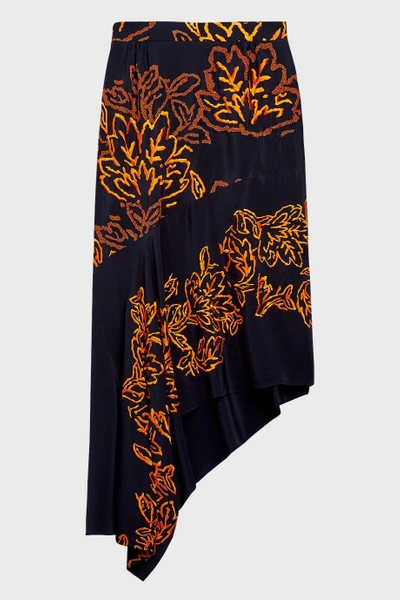 Shop Peter Pilotto Asymmetric Embroidered Silk Skirt