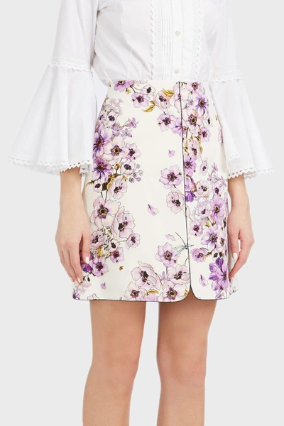 Giambattista Valli Floral Print Silk Skirt In Multicoloured