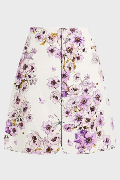Shop Giambattista Valli Floral Print Silk Skirt In Multicoloured
