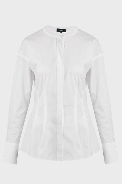 Shop Theory Narthus Collarless Cotton-blend Shirt