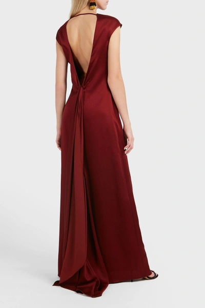 Shop Rosetta Getty Drape Back Wool-blend Gown