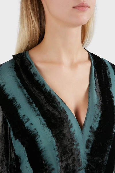 Shop Elie Saab V-neck Velvet-devoré Dress In Green