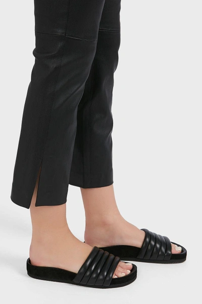 Shop Helmut Lang Straight Leg Leather Trousers In Black