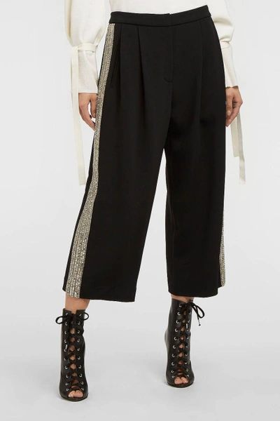 Shop Adam Lippes Crystal-embellished Cady Culottes