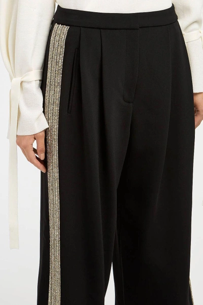 Shop Adam Lippes Crystal-embellished Cady Culottes