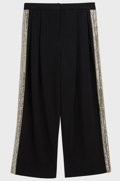 Shop Adam Lippes Crystal-embellished Cady Culottes