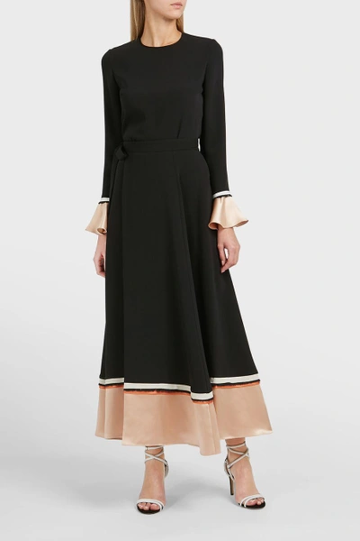 Shop Roksanda Leif Contrast Trim Silk-blend Skirt