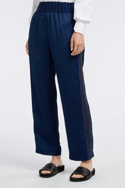 Shop Maggie Marilyn Satin-twill Track Pants In Navy