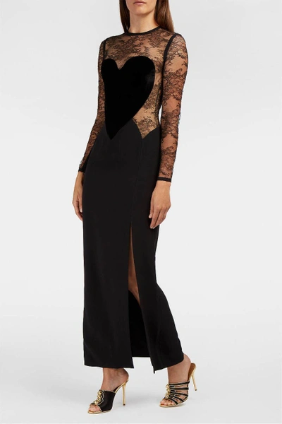 Shop Elie Saab Heat Velvet-panelled Lace And Cady Dress
