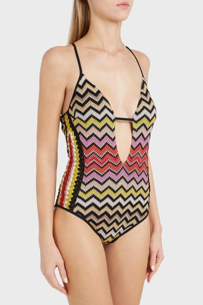 Shop Missoni Zigzag Stripe One-piece Swimsuit