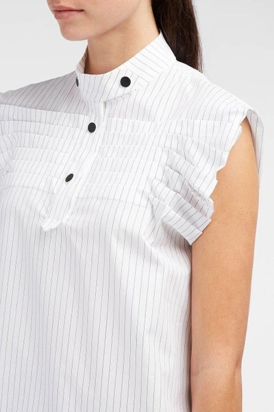 Shop Marco De Vincenzo Pleated Pinstriped Cotton Shirt