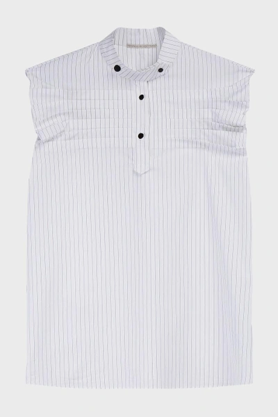 Shop Marco De Vincenzo Pleated Pinstriped Cotton Shirt