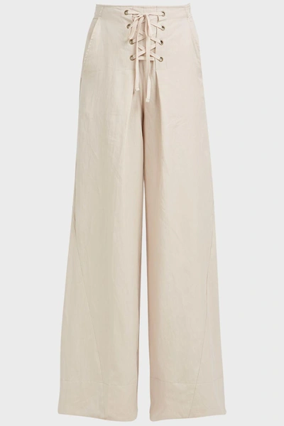 Shop Ulla Johnson Rix Lace Up Linen-blend Trousers