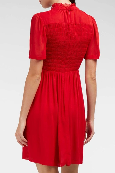 Shop Alexa Chung Smocked Chiffon Mini Dress