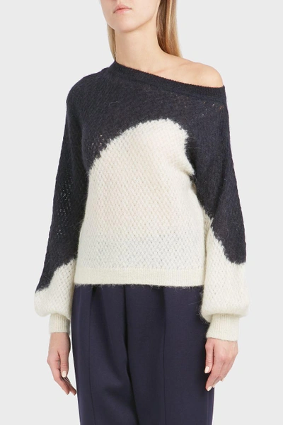 Shop Delpozo Off-shoulder Wool-blend Jumper