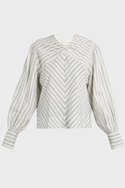 Shop Isabel Marant Val Striped Silk-blend Top