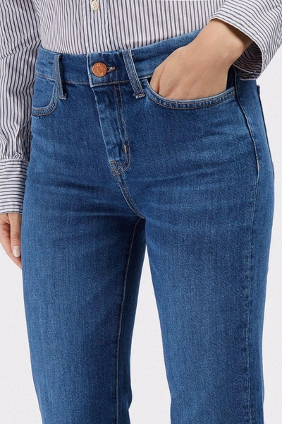 Shop M.i.h. Jeans Lou Cropped Frayed Flared Jeans In Blue
