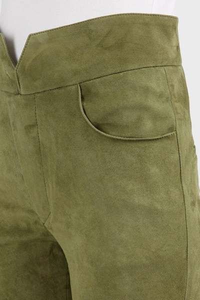 Shop Isabel Marant Eydie Suede Skinny Trousers In Green