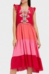PETER PILOTTO Lace-Panelled Tiered Silk Crepe De Chine Dress