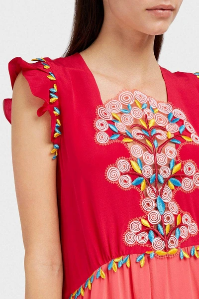 Shop Peter Pilotto Lace-panelled Tiered Silk Crepe De Chine Dress