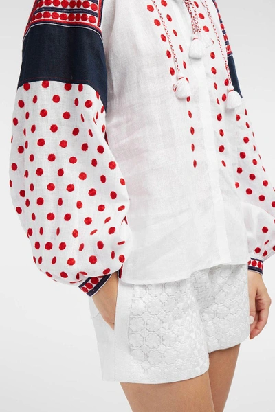 Shop Vita Kin Dots Embroidered Linen Top