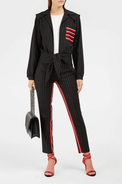 Marco De Vincenzo Twill-panelled Pinstriped Stretch-wool Jacket