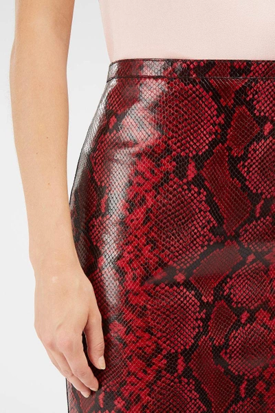 Shop Rochas Python-effect Leather Pencil Skirt