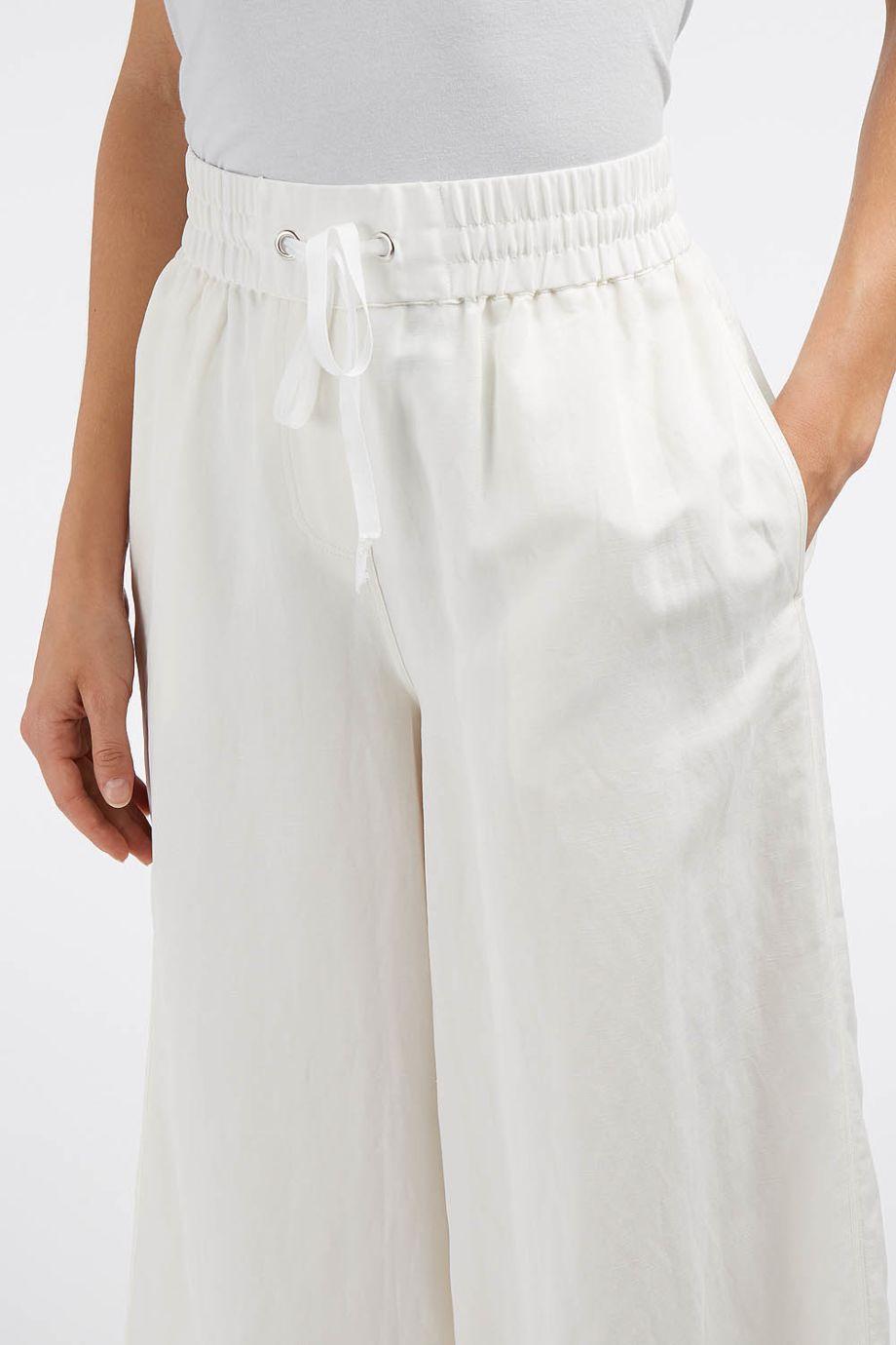 Elizabeth And James Halsey Silk And Linen-blend Wide-leg Trousers In ...