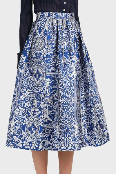 Shop Mary Katrantzou Boeles Card Print Jacquard Skirt