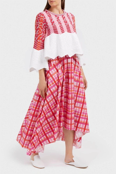 Shop Peter Pilotto Asymmetric Printed Cotton-poplin Skirt