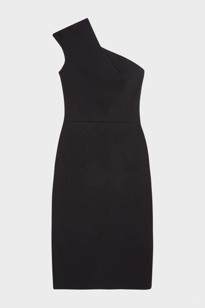 Shop Roland Mouret Brattle One-shoulder Ribbed Stretch-knit Dress