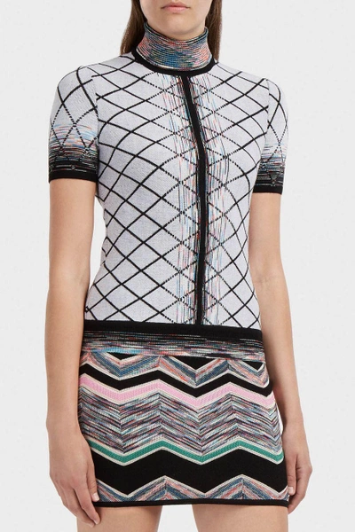 Shop Missoni Checked Wool-blend Polo Neck Top