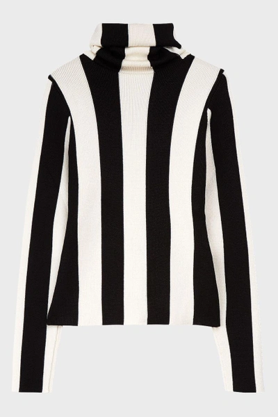 Shop Monse Striped Ribbed Stretch-knit Polo Neck Jumper