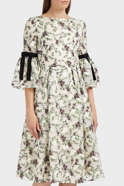 Erdem Aleena Bow-embellished Fil Coupé Dress