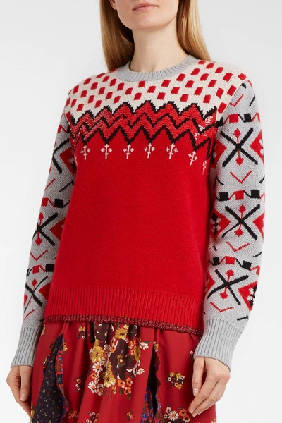 Shop Coach Sequin-embellished Wool And Cashmere-blend Jumper