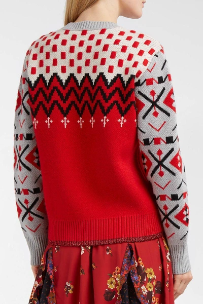 Shop Coach Sequin-embellished Wool And Cashmere-blend Jumper