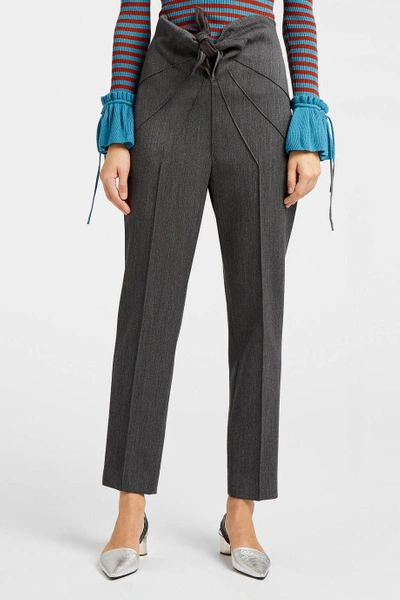 Marco De Vincenzo Bow-embellished Wool-blend Trousers