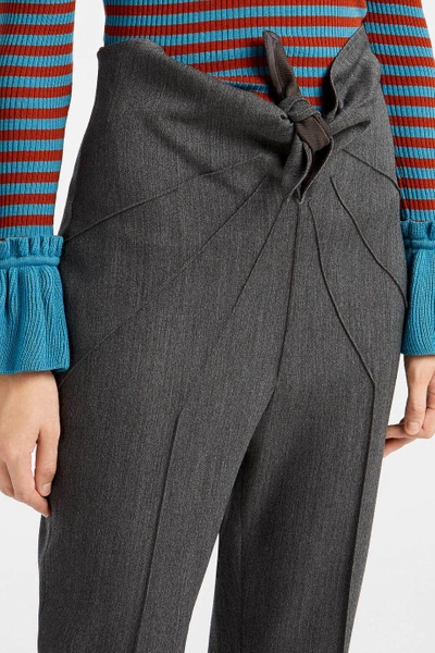 Shop Marco De Vincenzo Bow-embellished Wool-blend Trousers