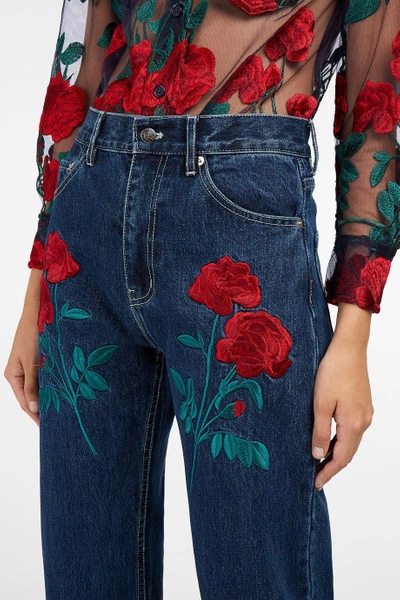 Shop Adam Selman Embroidered Jeans