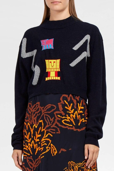 Peter Pilotto Cropped Intarsia Wool-blend Jumper