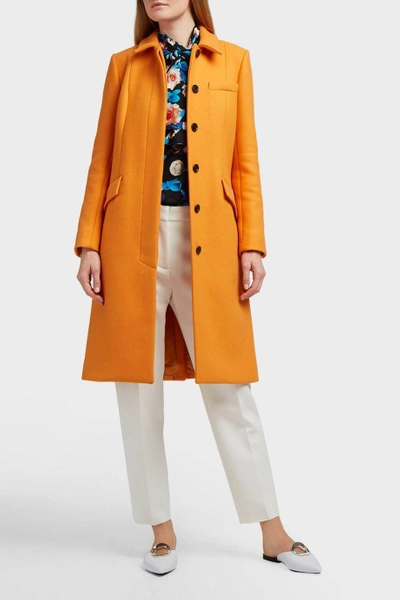 Shop Paul & Joe Bonnie Wool-blend Twill Coat In Orange