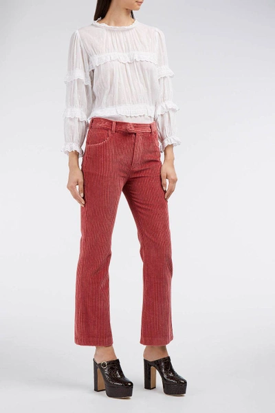 Shop Isabel Marant Reo Cropped Corduroy Trousers